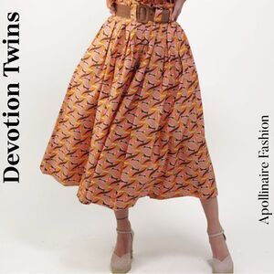 DEVOTION TWINS KOTRONAS MIDI SKIRT IN PINK COMBO MEDIUM & LARGE NWT